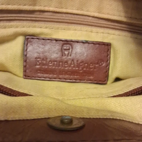 Etienne Aigner Woven Leather Tote Bag Tan Brown Vintage Classic - Picture 6 of 11